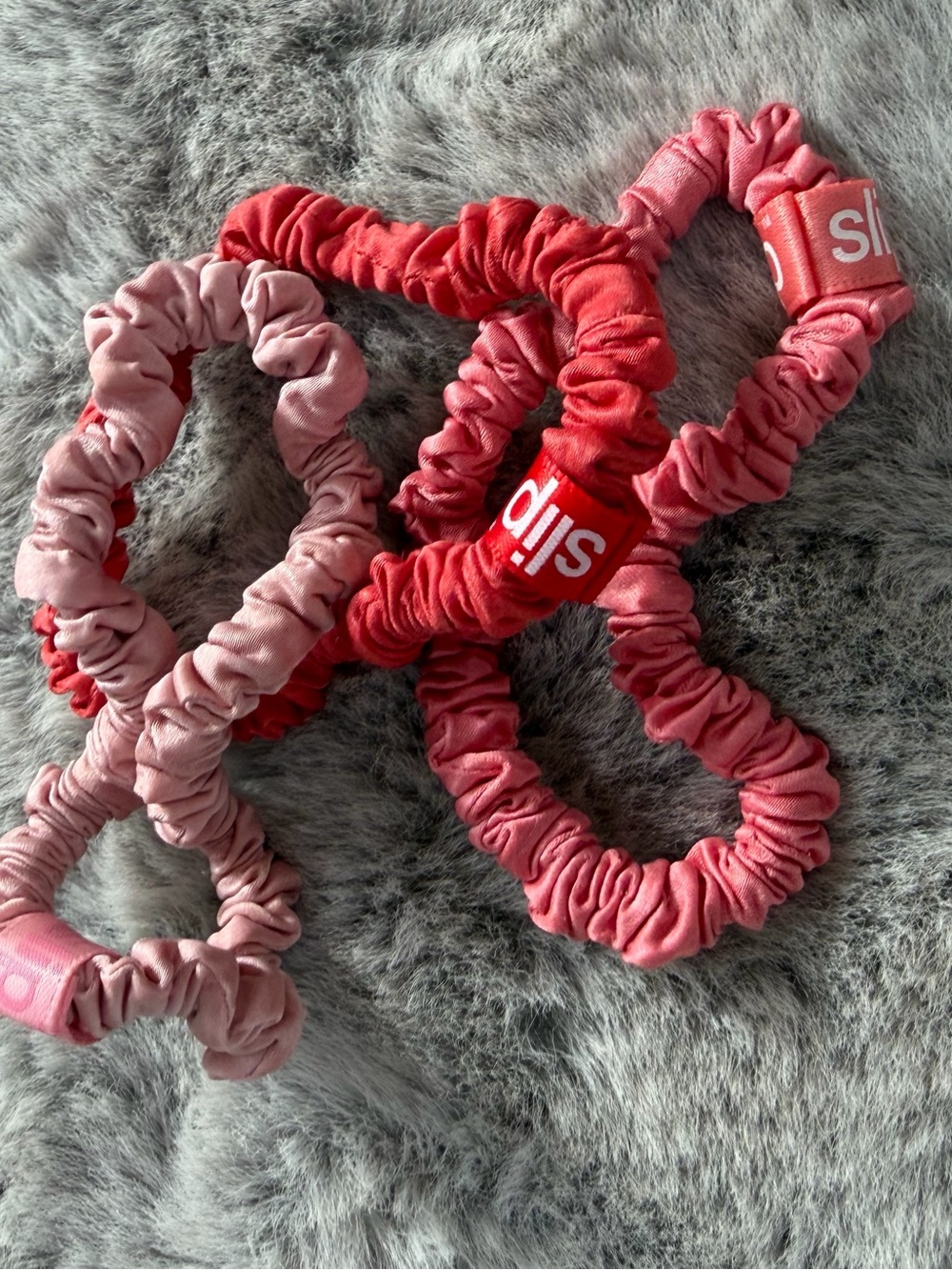 Slip scrunchie Trio - Red, Pink, Light Pink
